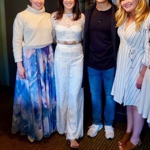 White two piece lace jumpsuit